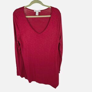 WHBM Long-Sleeve Top Tunic Long-Sleeve Asymmetrical Hem Size M